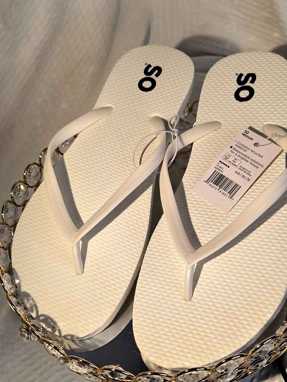 SO White Flip Flop Sandals NWT
